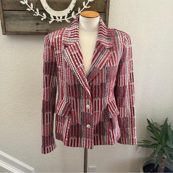 CAbi Jackets & Blazers - CAbi #6028 Patchwork Red‎ and White Women's Blazer ladies size M